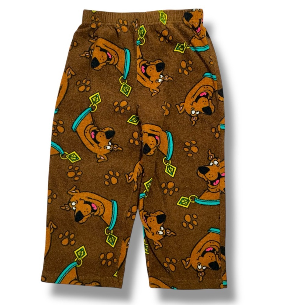 Scooby-Doo Fleece Pajama Pant Brown Multicolor Cartoon Print Unisex Toddler 4T - Picture 1 of 12
